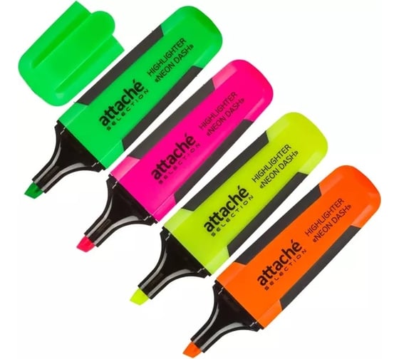 Изображение товара Набор текстовыделителей Attache Selection neon dash 1-5 мм, набор 4 цвета, hl7010 1591144