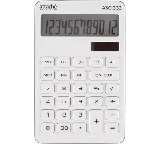 Изображение товара Настольный компактный калькулятор Attache Selection asс-333 12 разрядов, два типа питания, 170x108, белый 1550718