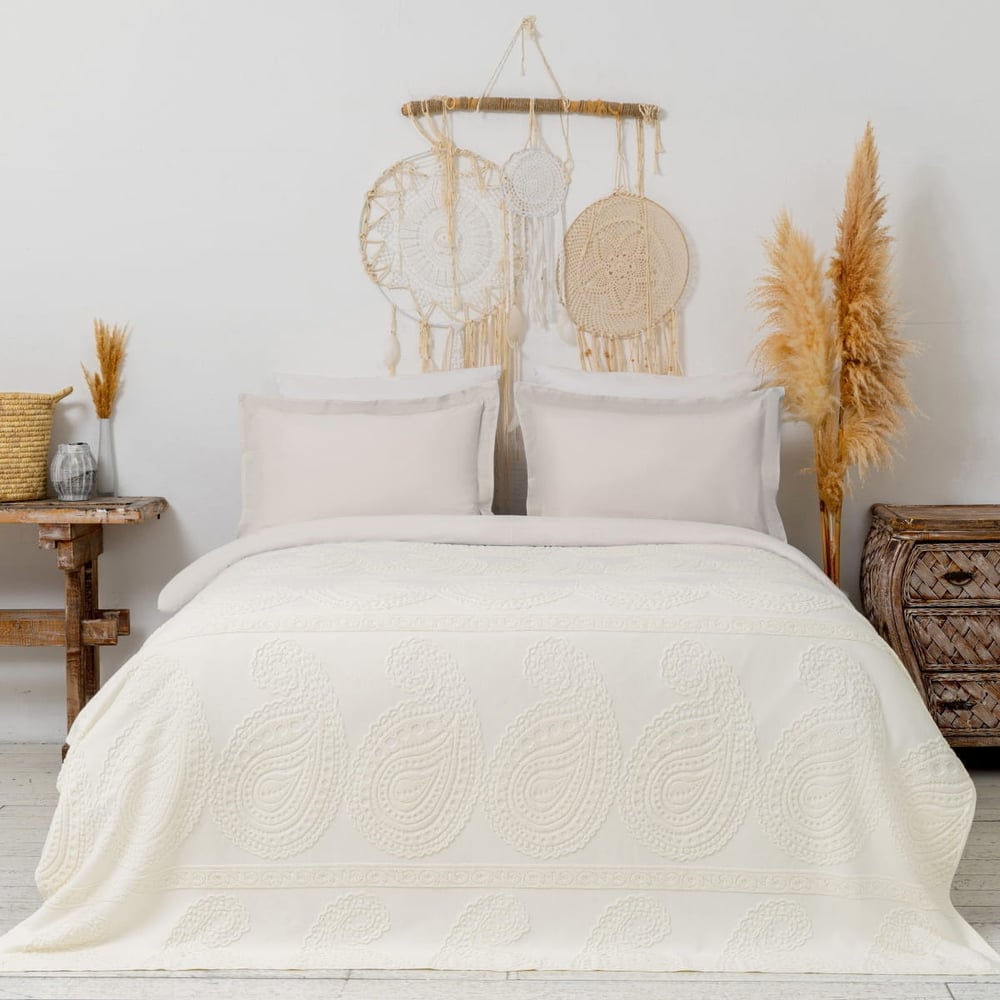 Изображение товара Покрывало-простыня Arya Home arya 200x220 misley экрю хлопок двухстороннее