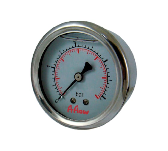 Изображение товара Манометр от 0 до 25 бар из нержавеющей стали, D40 мм, NPT 1/8", штуцер сзади по центру A-Flow G20-S-2N-40B-25bar