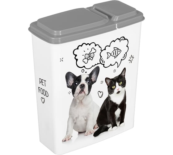 Изображение товара Контейнер для корма с декором Бытпласт lucky pet 2.3 л, серый 434211411