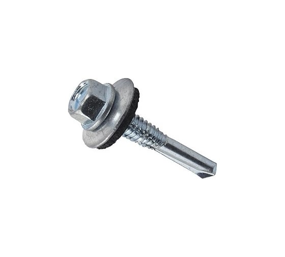 Изображение товара Кровельный саморез КВАДРА 5.5x38 цинк, длинное сверло PT.5, шайба EPDM, кор. 100 шт. 755553850100