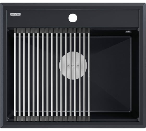 Изображение товара Гранитная мойка Paulmark STEPIA 60 черный металлик, 590x510 PM115951-BLM