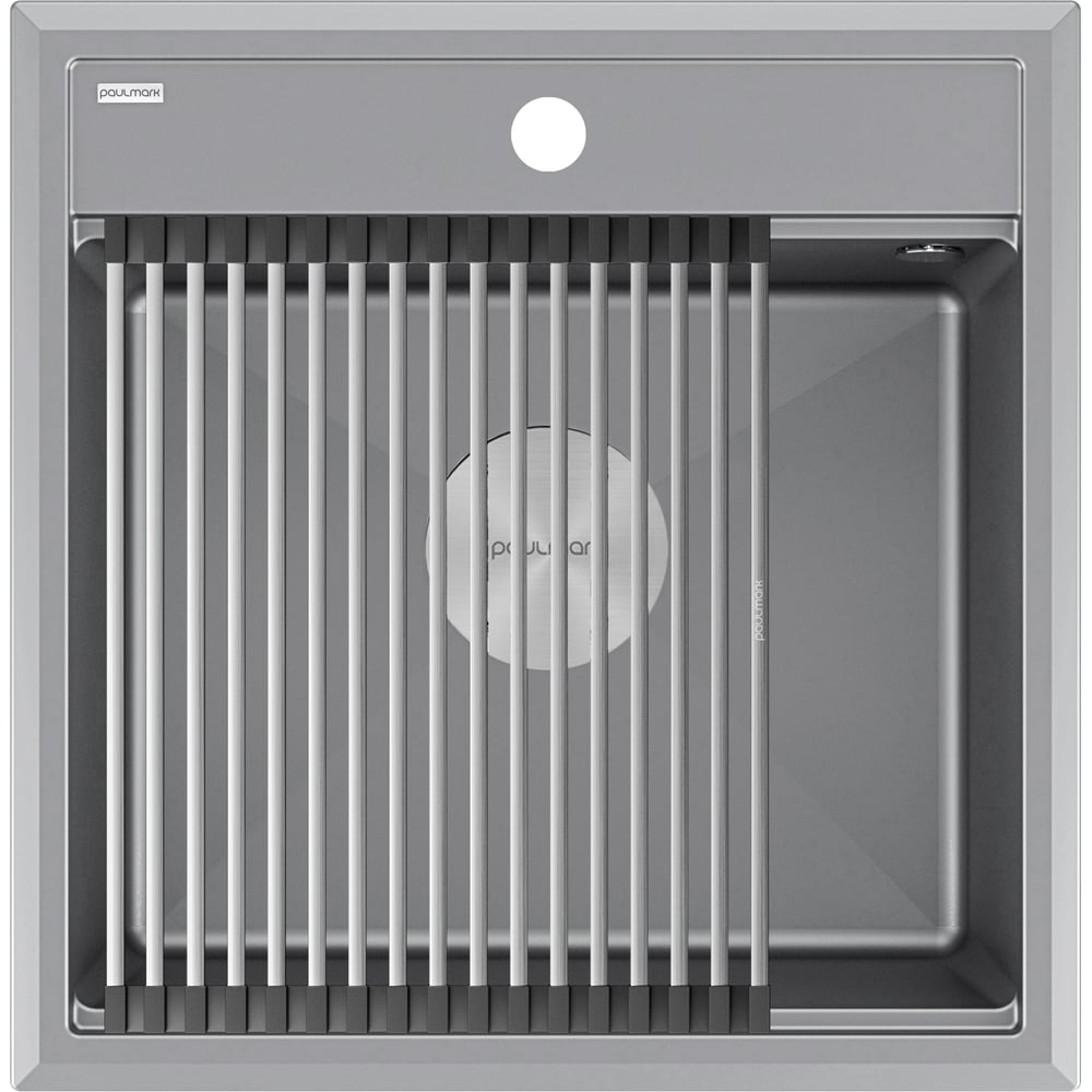 Изображение товара Гранитная кухонная мойка Paulmark STEPIA 50 серый металлик кварц врезная