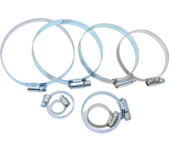 Изображение товара Червячный хомут Holzer Flexo от 10 мм до 90 мм, набор 100 шт. в ассортименте 10-90100