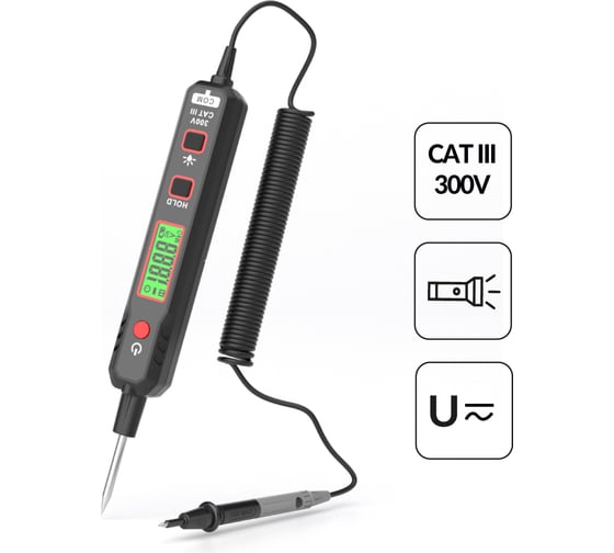 Изображение товара Тестер напряжения и обрыва цепи автомобильный iCarTool AC/DC 300В IC-U100B