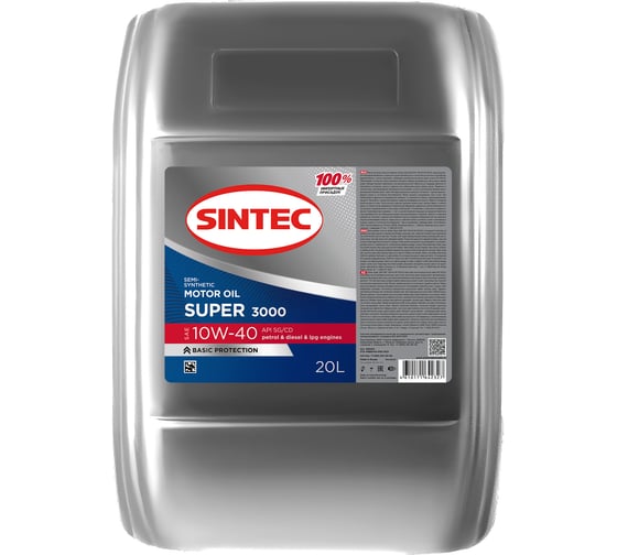 Изображение товара Моторное масло Sintec SUPER 3000 SAE 10W-40, API SG/CD, 20 л 600241