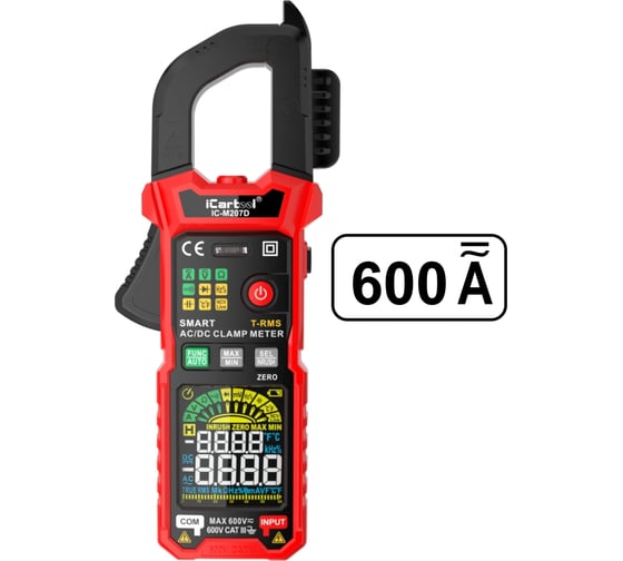 Изображение товара Токовые клещи постоянного/переменного тока iCarTool 600 A, c режимом смарт IC-M207D