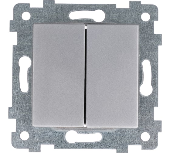 Изображение товара Механизм двухклавишного выключателя Кунцево-Электро "аксиома" скрытой установки с510-449 алюминий 121021