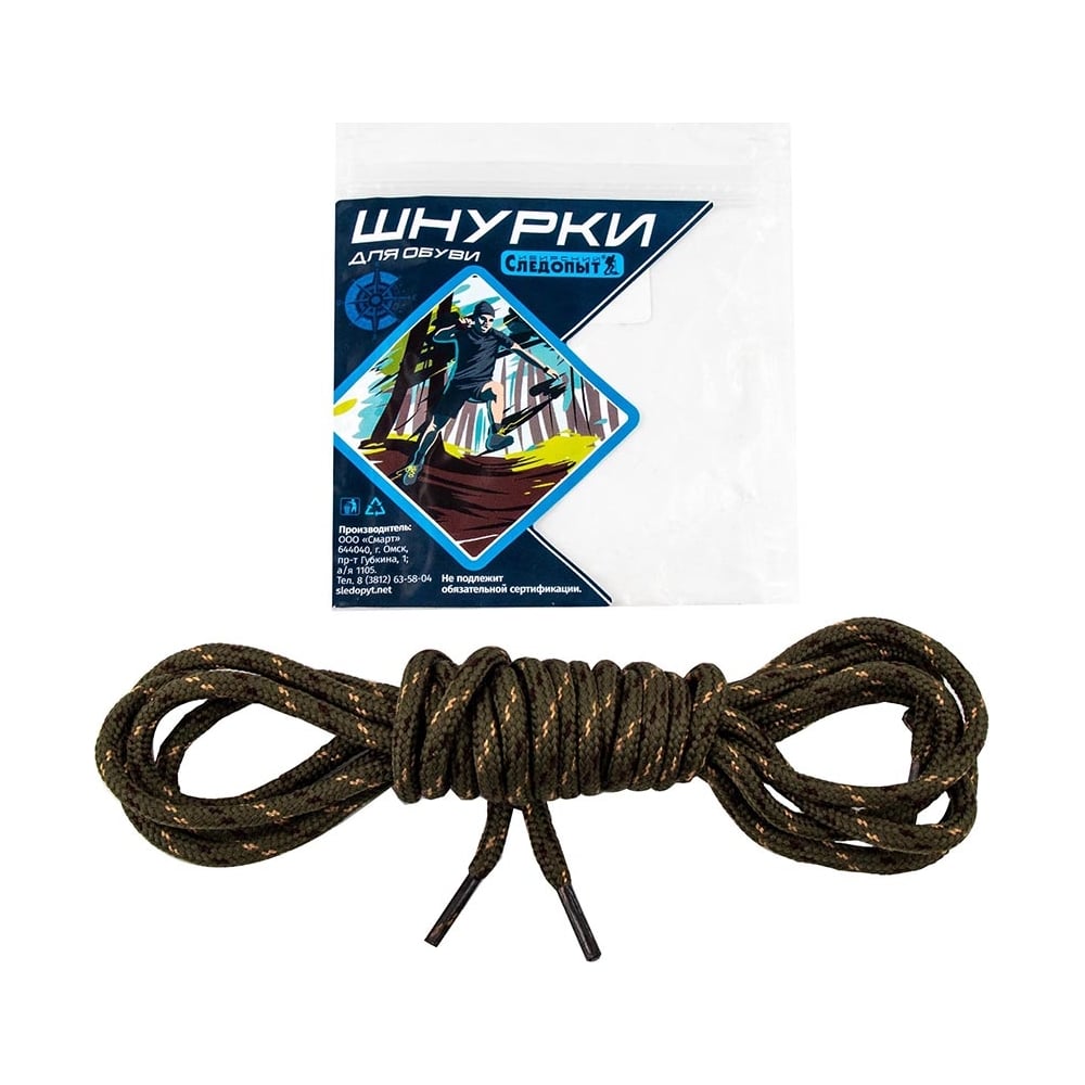 Изображение товара Круглые шнурки для обуви Следопыт 130 см, бежевые/коричневые/болотные