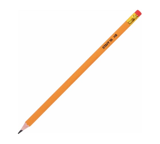 Изображение товара Чернографитные карандаши Staff с ластиком everyday blp-ylw, комплект 50 шт, НВ, пластиковые, корпус желтый 181942