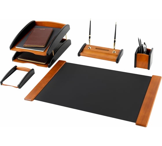 Изображение товара Настольный набор Galant cayman из дерева, 5 предметов, цвет светлое дерево/черный 238159