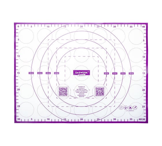 Изображение товара Силиконовый коврик для раскатки/запекания DASWERK 30x40 см, фиолетовый 608423