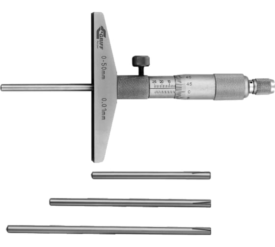 Изображение товара Микрометрический глубиномер GRIFF ГМ 75 ГОСТ 7470-92 пр-во Guilin Measuring D102007