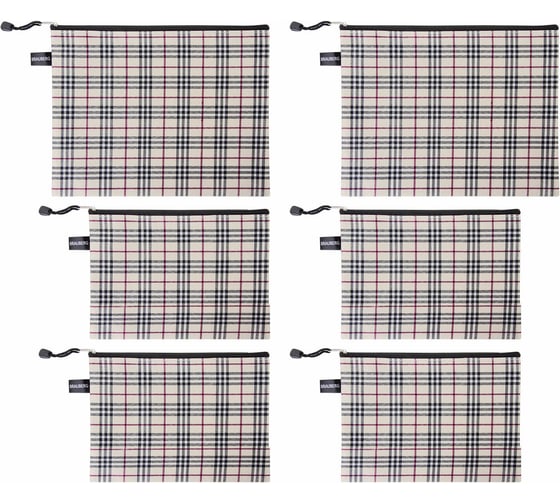 Изображение товара Папка-конверт BRAUBERG супер комплект, на молнии, 6 шт. (а4 - 2 шт., а5 - 4 шт.), ткань в клетку 271350