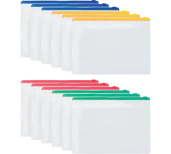 Изображение товара Папка-конверт BRAUBERG супер комплект, на молнии, 12 шт., а4 (335x238 мм) 271346