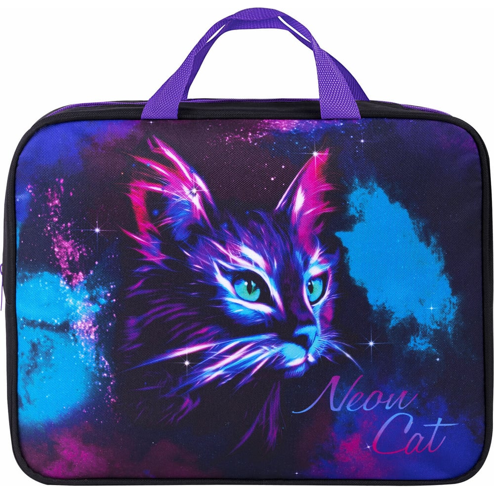 Изображение товара Папка BRAUBERG Neon Cat 271482 A4 с молнией, 1 отделение