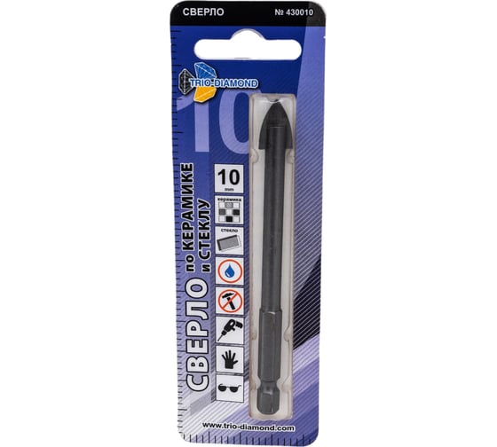 Изображение товара Сверло по керамике и стеклу TRIO-DIAMOND 10 мм 430010