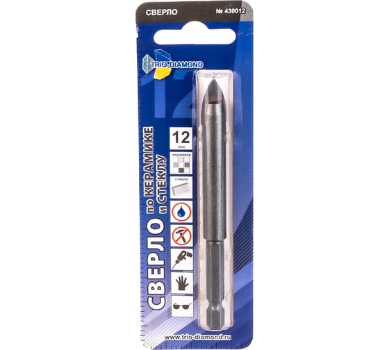 Изображение товара Сверло по керамике и стеклу TRIO-DIAMOND 12 мм 430012