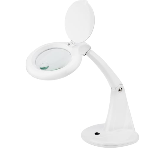 Изображение товара Малая настольная лупа REXANT 3Х +доп.12Х с подсветкой 60 LED, белая 31-0243