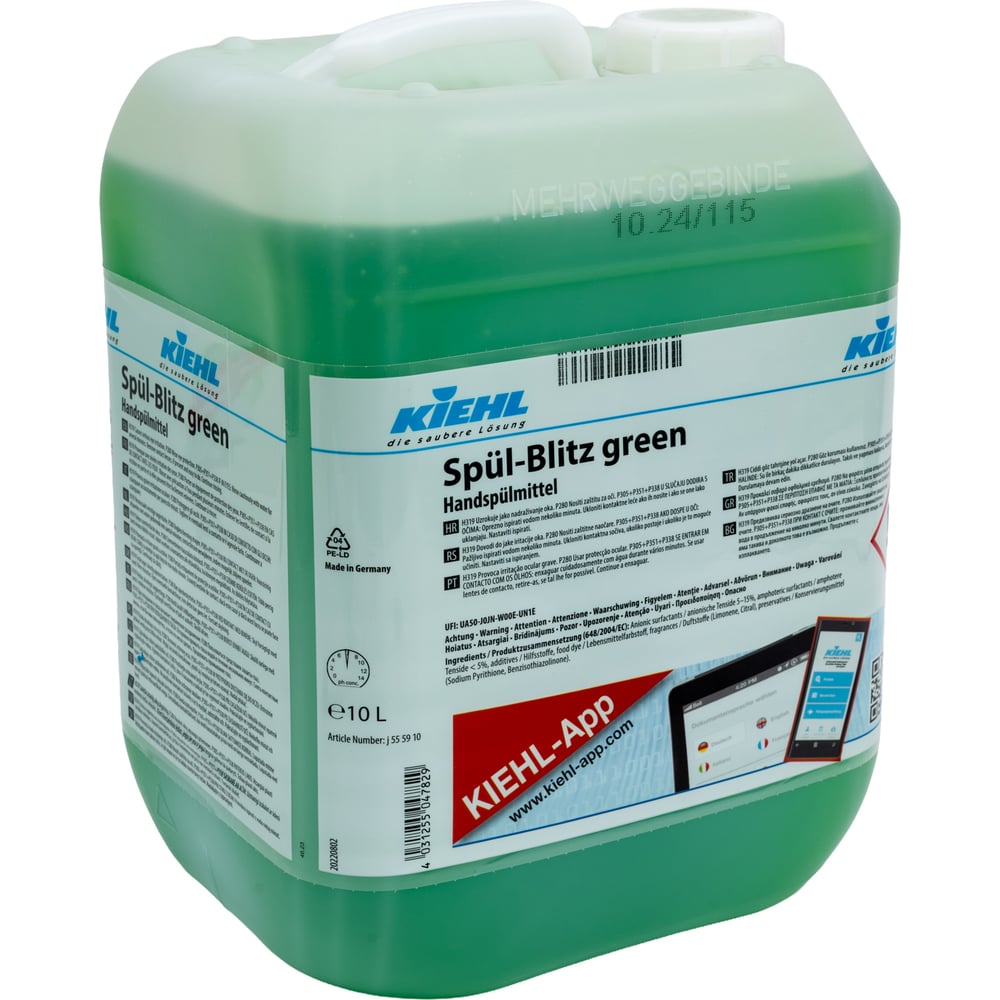 Изображение товара Средство для мытья посуды KIEHL Johannes KG Spül-Blitz green 10л с усилителем блеска концентрат