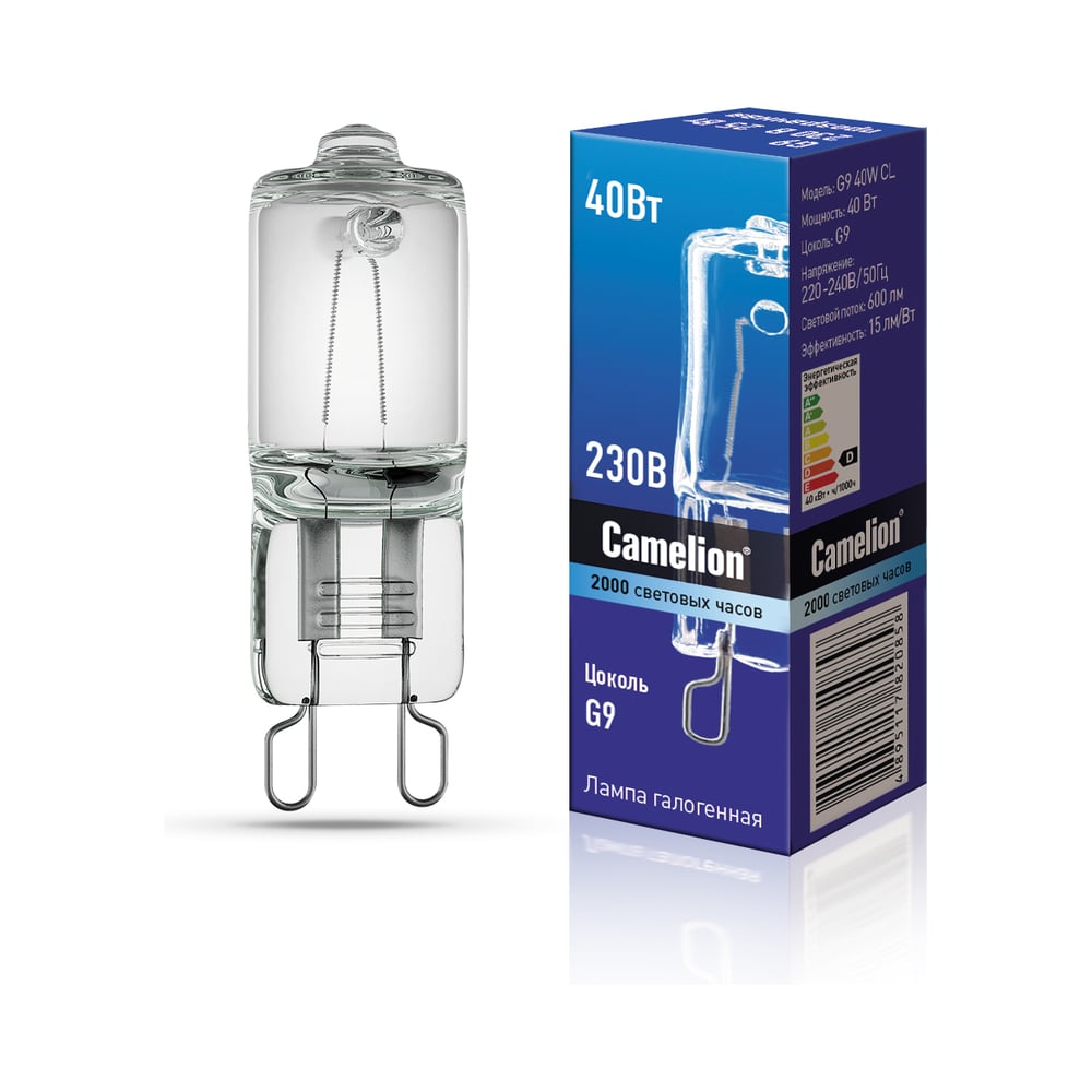 Изображение товара Галогенная лампа G9 40W 220V прозрачная Camelion 5553
