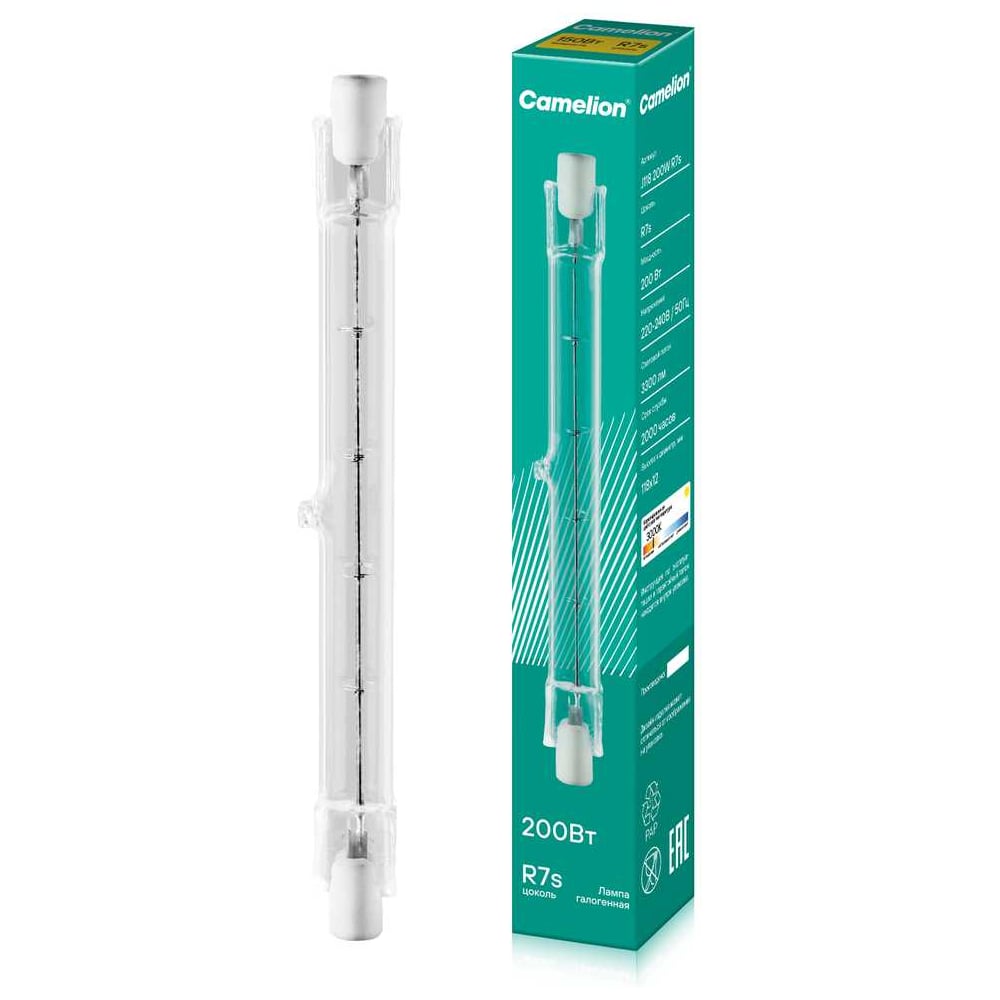 Изображение товара Лампа галогенная Camelion J118 200W R7s с цветом 3000K, 3300 лм Изображение товара Лампа галогенная Camelion J118 200W R7s с цветом 3000K, 3300 лм
