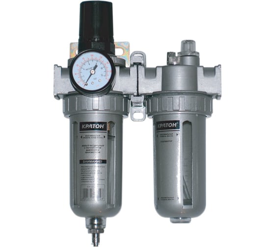 Изображение товара Фильтр воздушный с регулятором давления манометром и лубрикатором Кратон 3 01 03 014