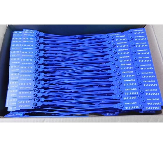 Изображение товара Пластиковая номерная пломба Пломба.Ру D 2,3 мм., L 140 мм., Цвет Синий 1000 шт. КПП-3-1601СТ 619345