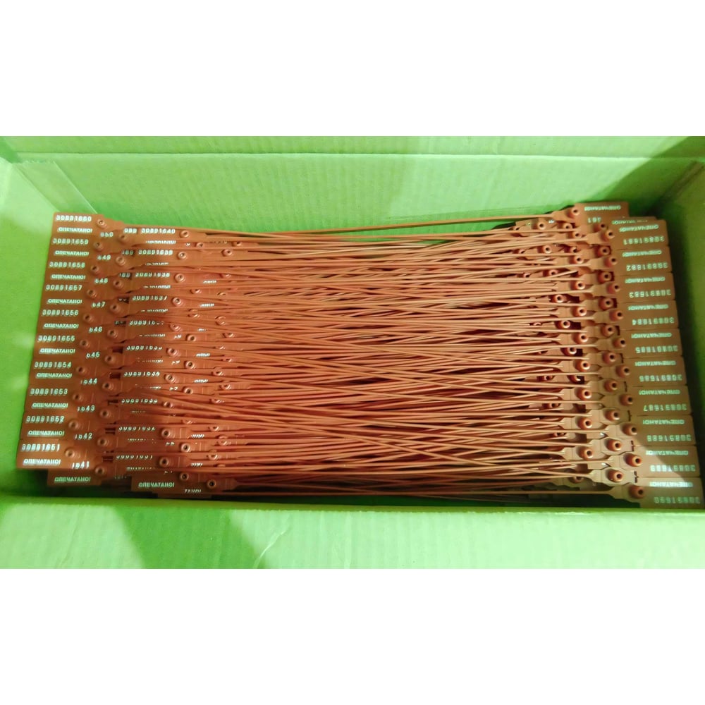 Изображение товара Пластиковая номерная пломба КПП-3-1603СТ 350 мм красная 1000 шт