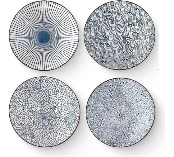 Изображение товара Набор тарелок ZDK Kitchen Japanese Collection, глубокие, 4 шт, цвет голубой, диаметр 20 см 371594bowl