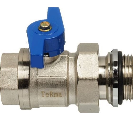 Изображение товара Шаровой кран Terma с американкой для коллектора синяя ручка 1" (33501) 89080