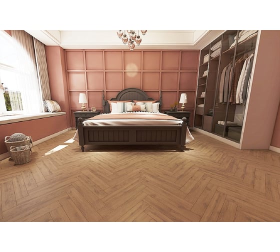 Изображение товара Ламинат Woodstyle Arrow 12 мм, 34 класс, 1.32 м2, влагостойкий, рисунок Ёлка, 108 Дуб Кивер