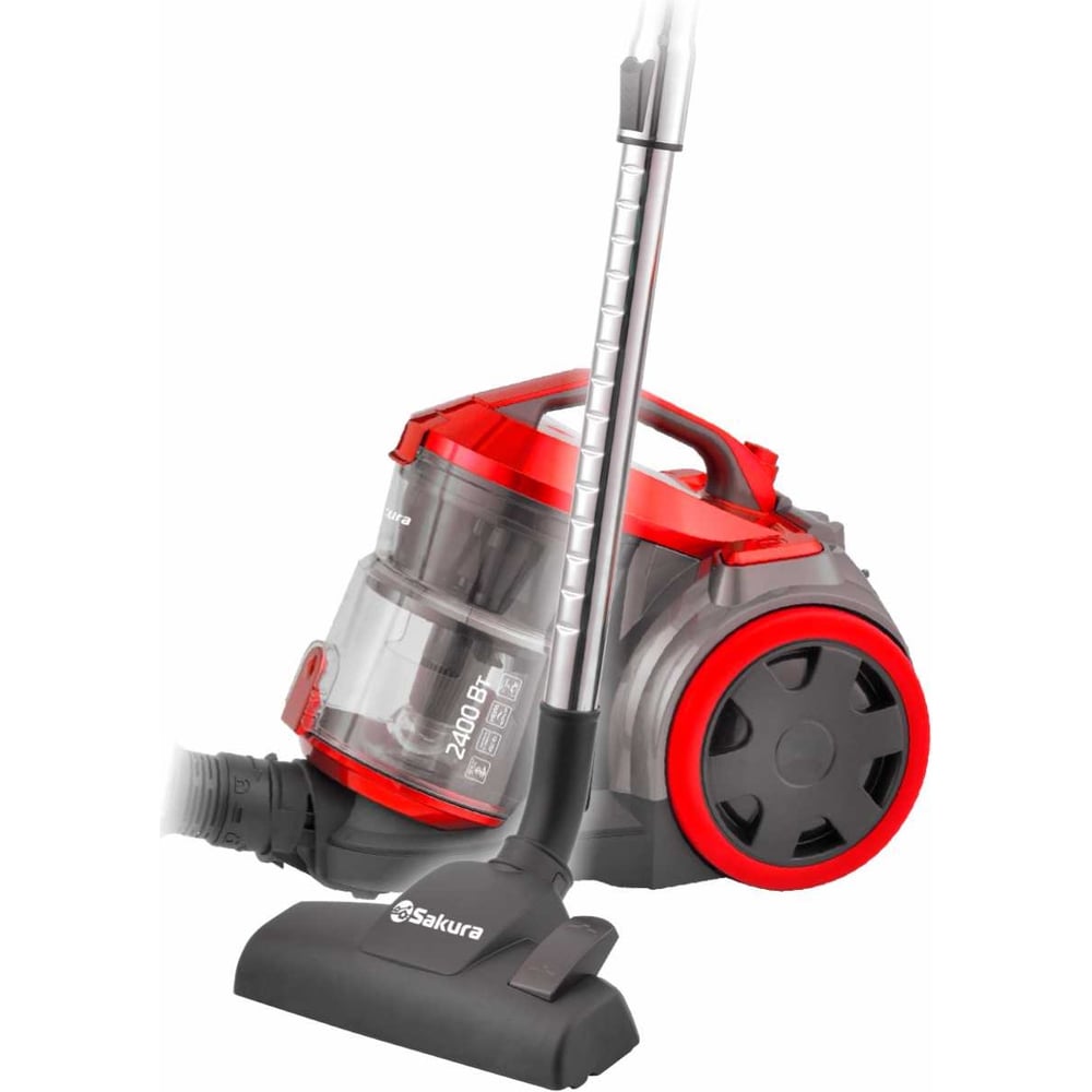 Изображение товара SA-8315R - мощный пылесос Sakura, 2400 Вт, 2 л, 78 дБ, черно-красный