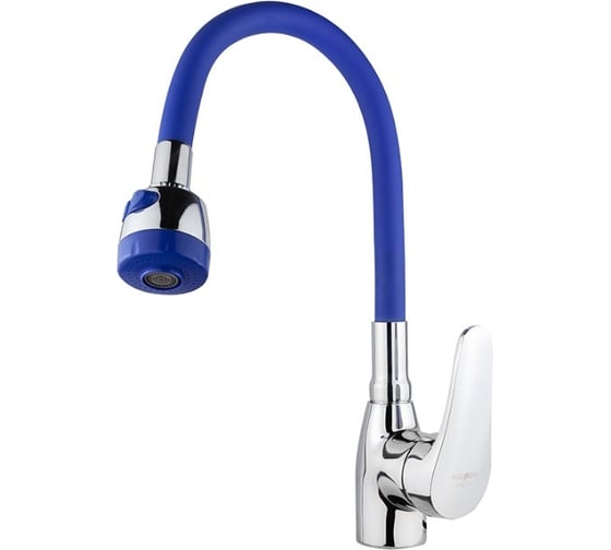 Изображение товара Смеситель для кухни Melodia della vita ostessa картридж 40мм., гибкий излив с лейкой 2 режима синий/хром mdv40616blue 10652