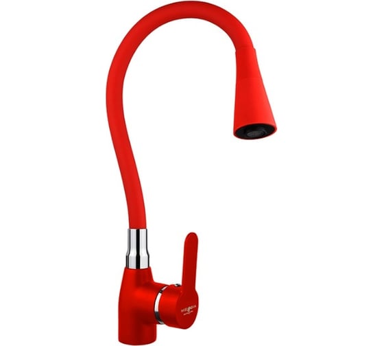 Изображение товара Смеситель для кухни Melodia della vita ostessa картридж 40мм., гибкий излив "колокольчик" 2 режима красный mdv40617red 10649