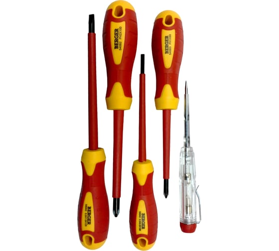 Изображение товара Набор диэлектрических отверток до 1000V, 5шт Berger BG BG1065