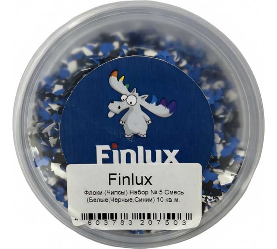 Изображение товара Флоки Finlux Набор № 5 смесь синий черный белый, 10 кв. м, 0.1 кг 4603783207503
