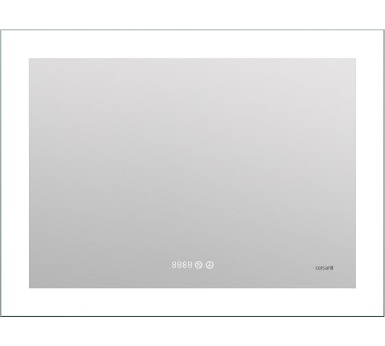 Изображение товара Зеркало Cersanit LED 060 design pro 80x60 с подсветкой, часы, с антизапотеванием, прямоугольное 63549