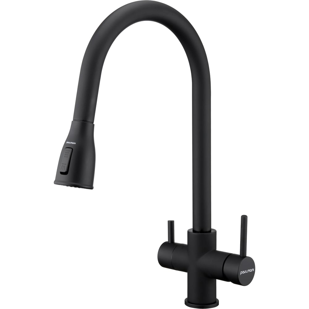 Изображение товара Смеситель для кухни Paulmark LANGE антрацит однорычажный с выдвижным изливом