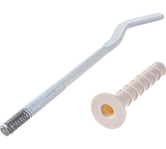 Изображение товара Кронштейн для радиатора с дюбелем диам. 9х220 мм белый сплющ. MasterProf ИС.030112