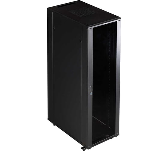 Изображение товара Шкаф TWT 19" Business, 27U 600x1000, черный, передняя дверь стекло, задняя дверь распашная металл TWT-CBB-27U-6x10-G1