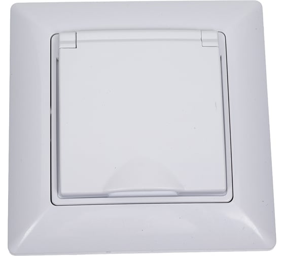 Изображение товара Розетка Intro 420901 2PE Schuko с крышкой, со шторками, 16А 250В, СУ, IP44, Solo, белый Б0043361