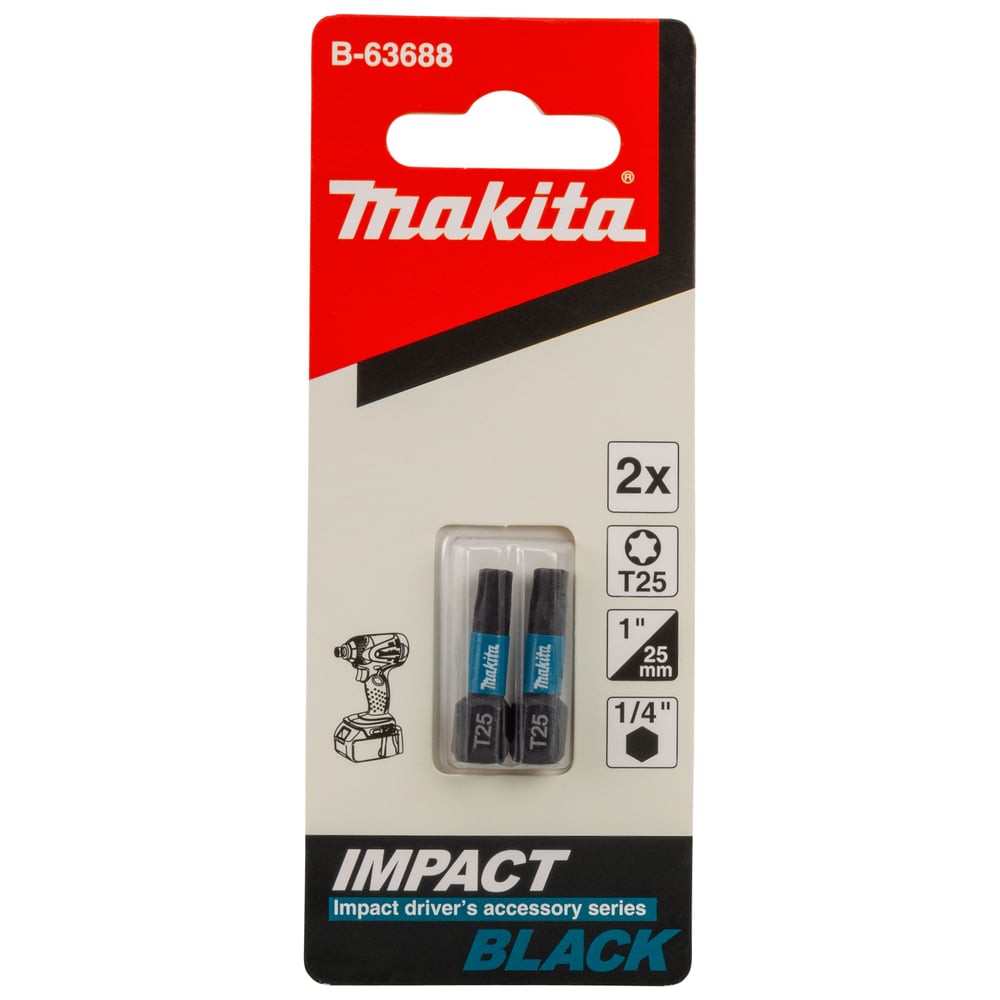 Изображение товара Насадка Impact Black T25 25 мм для шуруповерта Makita B-63688 2 шт