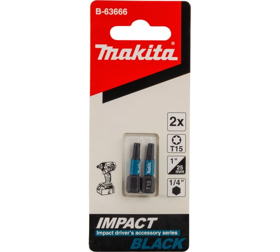 Изображение товара Насадка Impact Black (2 шт.; T15; 25 мм; C-form) Makita B-63666