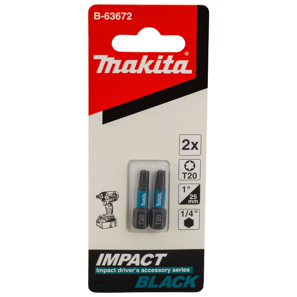 Изображение товара Насадка Impact Black T(ТХ)20 25 мм для шуруповерта 2 шт Makita B-63672