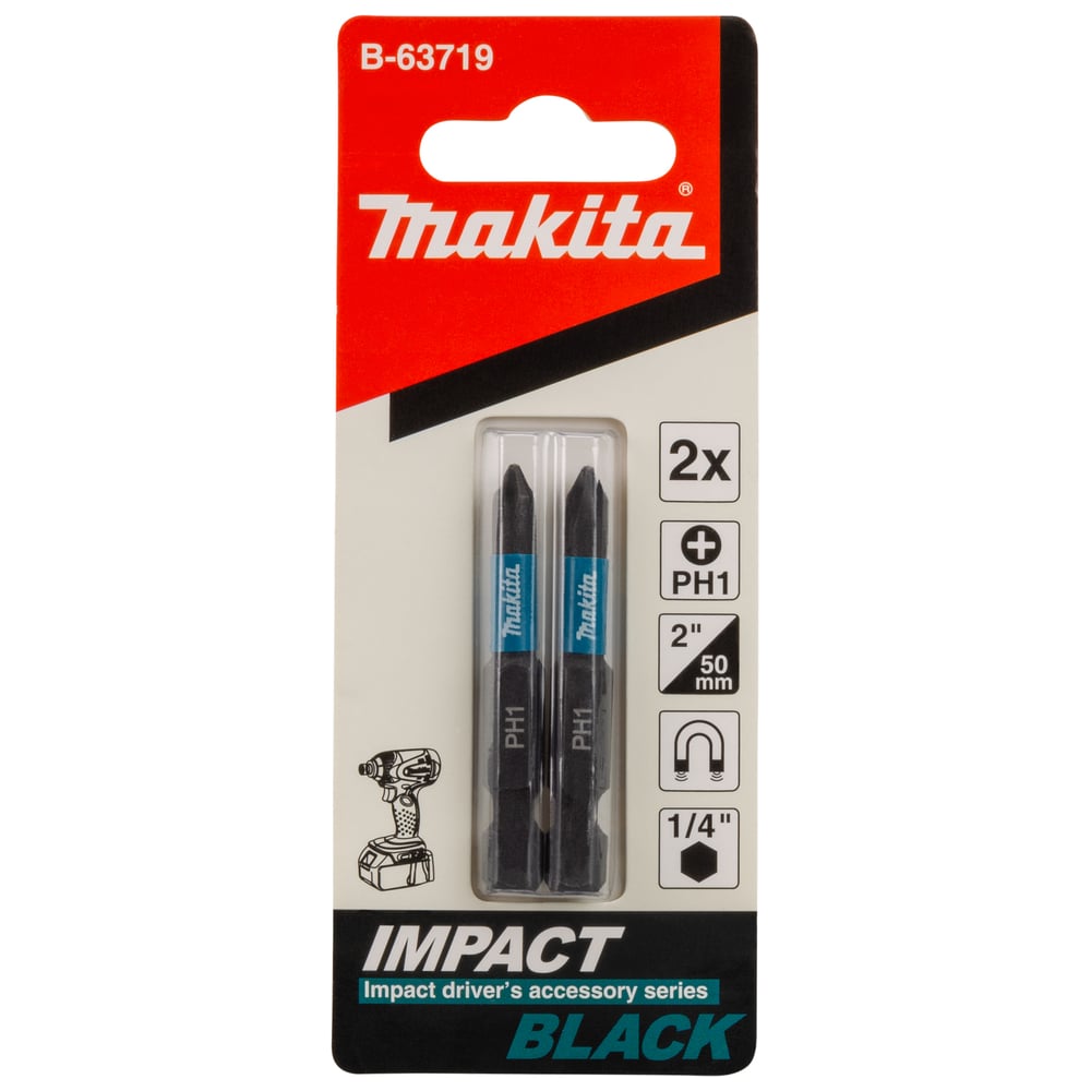 Изображение товара Насадка Phillips Makita Impact Black PH1 (2 шт., 50 мм, магнитный)