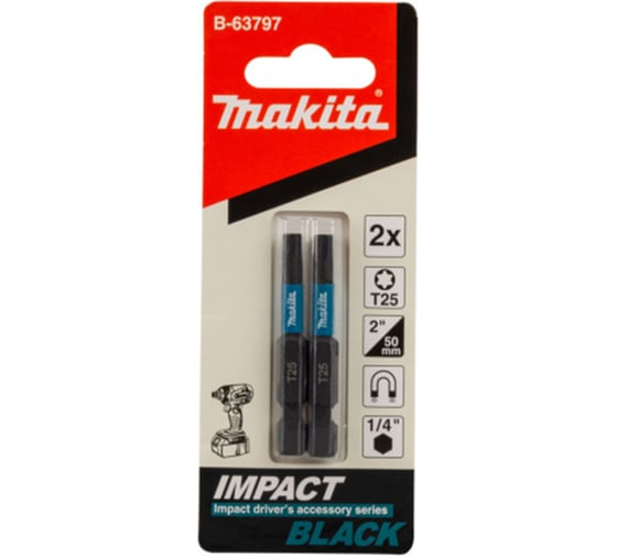 Изображение товара Насадка Impact Black (2 шт.; T25; 50 мм; E-form; MZ) Makita B-63797