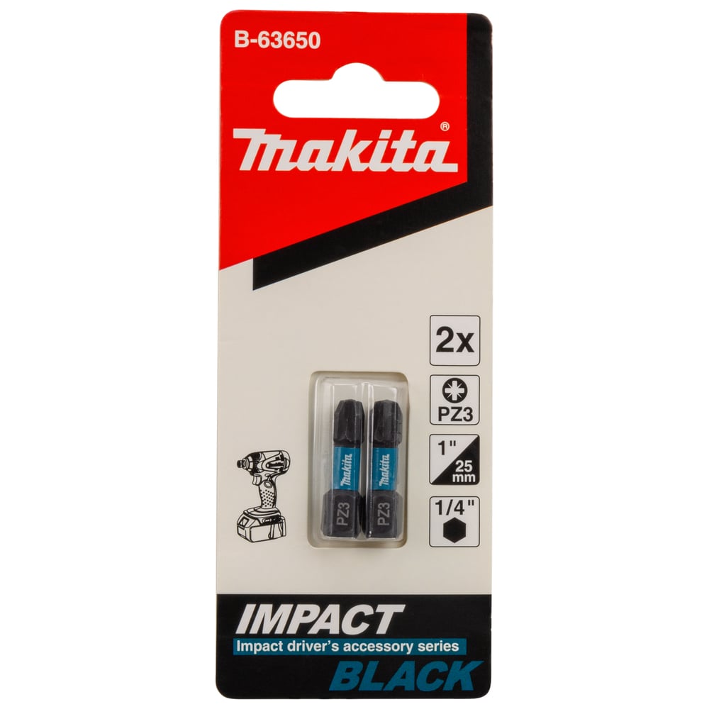Изображение товара Насадка Makita Impact Black PZ3 2 шт. для шуруповёрта, 25 мм, форма C Изображение товара Насадка Makita Impact Black PZ3 2 шт. для шуруповёрта, 25 мм, форма C