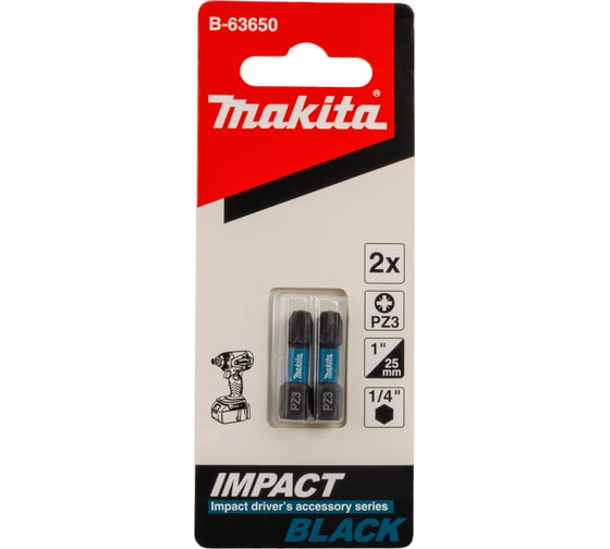 Изображение товара Насадка Impact Black (2 шт.; PZ3; 25 мм; C-form) Makita B-63650